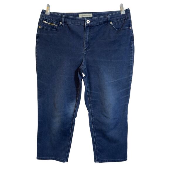 Chicos Platinum Jeans 2.5 Ultimate Fit L/14 Blue Cropped Dark Wash Stretch Denim - Picture 1 of 12